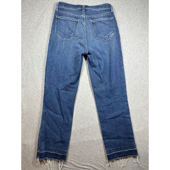 L'Agence Harris High-Rise Cropped Jeans in‎ Talledega Fringes Raw Hem Size 26 - Picture 4 of 9